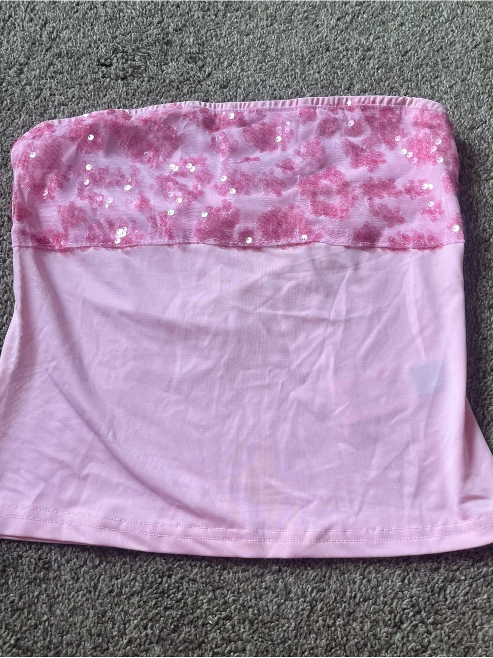 Pink Sequin Strapless Tube Top